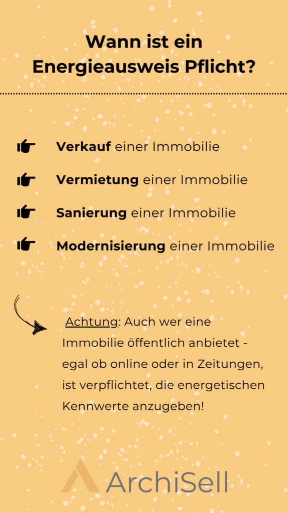 Mobile Infografik, wann ein Energieausweis Pflicht ist.